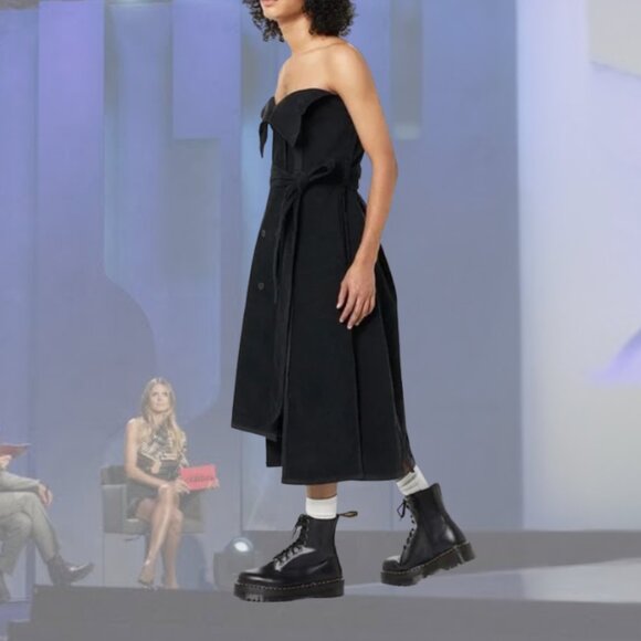 NWT - MAKING THE CUT - Deconstructed Strapless Corduroy  Dress - Black - S | M - Picture 5 of 8